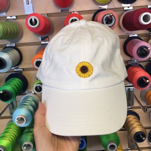 Floral sunflower embroidered cap - Picture 1 of 2